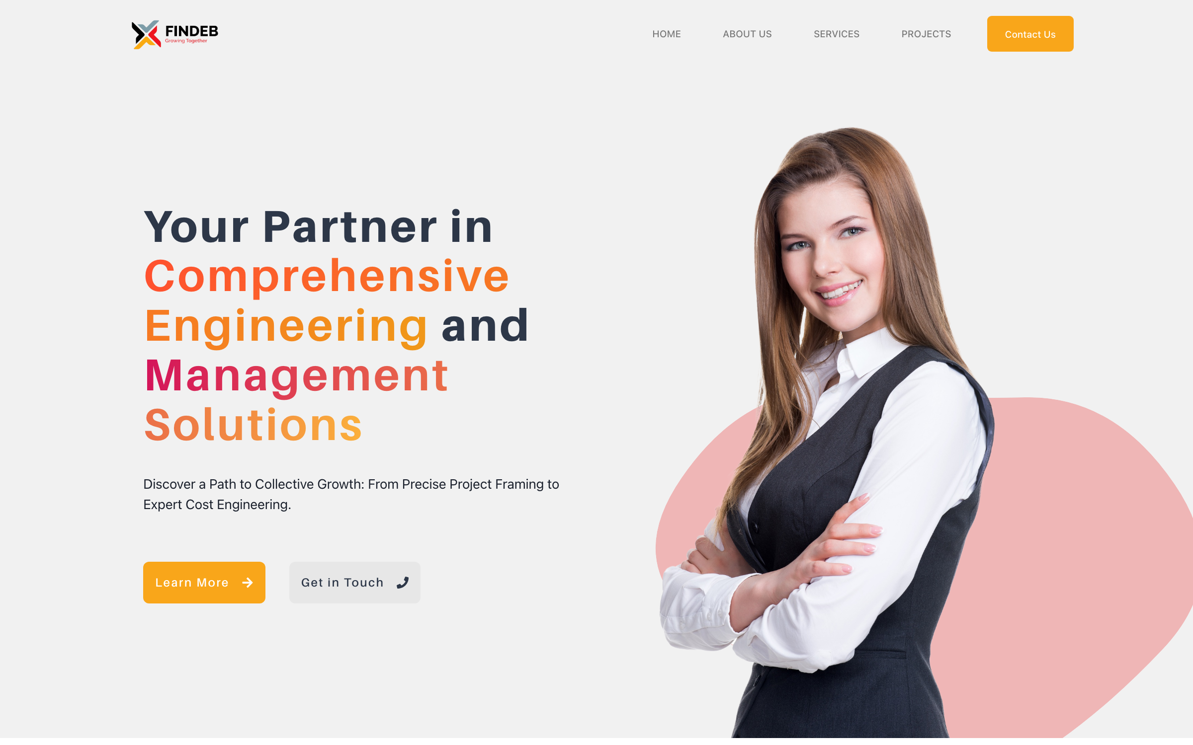 FINDEB engineering and management consultancy, a live client website by Syncova