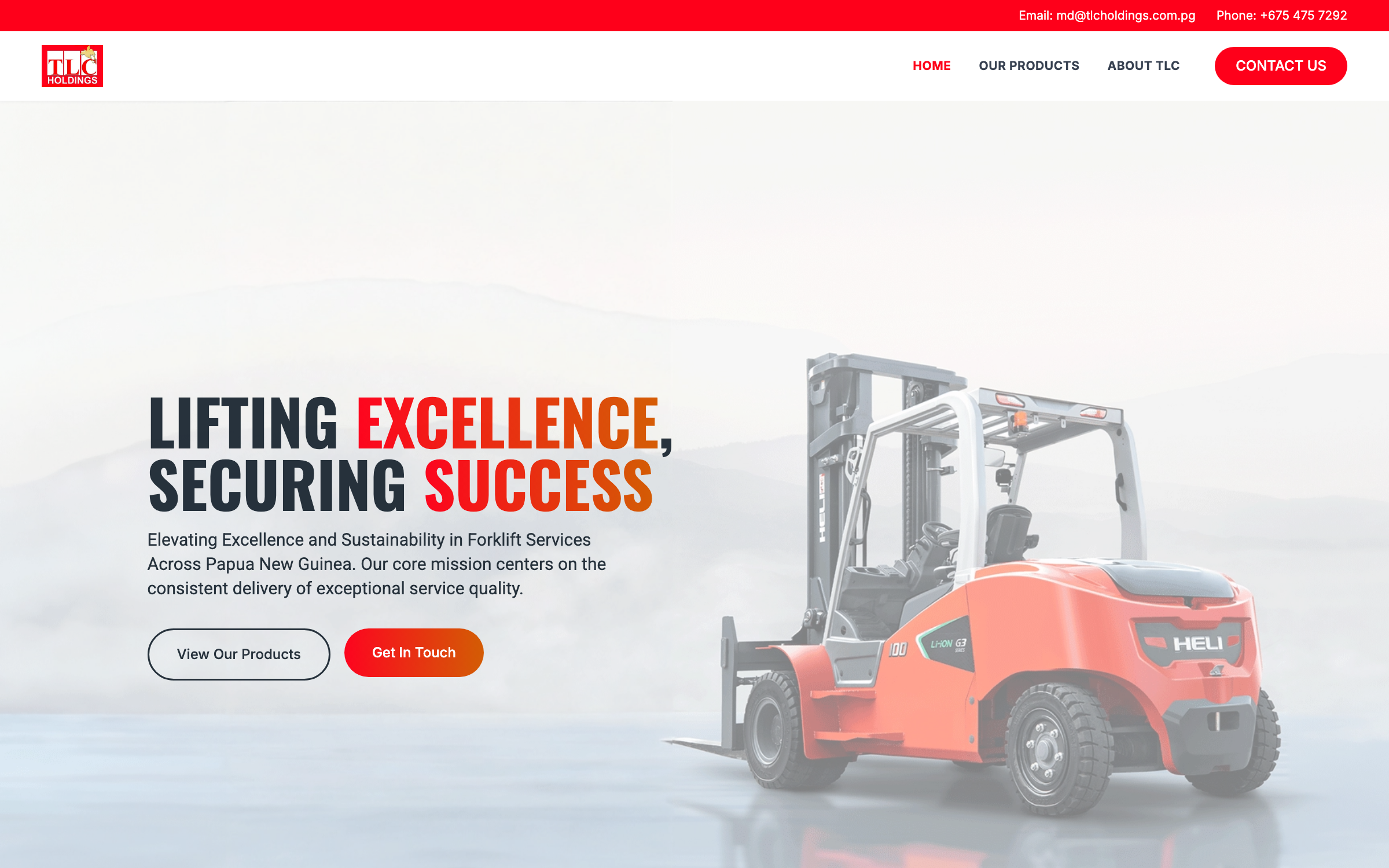 TLC Holdings forklift sales and service, a live client website by Syncova
